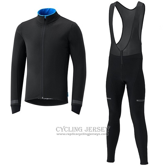 2019 Cycling Jersey Shimano Black Blue Long Sleeve And Bib Tight